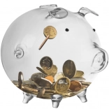 Transparente Glas-Spardose in Schweinform Ruhhy