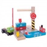 Bigjigs Rail Container-Umschlagplatz mit magnetischem Kran