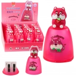 Rosa Anspitzer für dicke und dünne Buntstifte mit Behälter