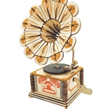 Woodcraft hölzernes 3D-Puzzle Grammophon farbig