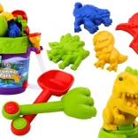 Kinder-Sandspielset Dinosaurier – Eimer mit Brause, Gießkanne und Förmchen