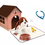 Plüschhund mit Hütte und Täschchen 18 cm