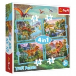 Trefl Puzzle 4 in 1 Außergewöhnliche Dinosaurier