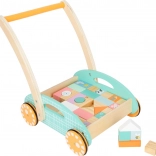 Small Foot Holz-Lauflernwagen mit Bausteinen, Pastell