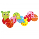 Holzpuzzle mit Zahlen – Raupe