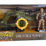 Set aus Militärhubschrauber und Soldatenfigur