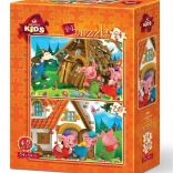 ART PUZZLE Die drei kleinen Schweinchen – Set mit 2 Puzzles (24 und 35 Teile), 34 × 24 cm