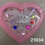 Ringe mit Steinen und Krone - Set 11 Stk.