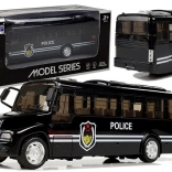 Polizeibus mit Licht und Sound, schwarz (Pull-Back)