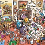 Puzzle COBBLE HILL DoodleTown: Glückliches Erntedankfest 1000 Teile